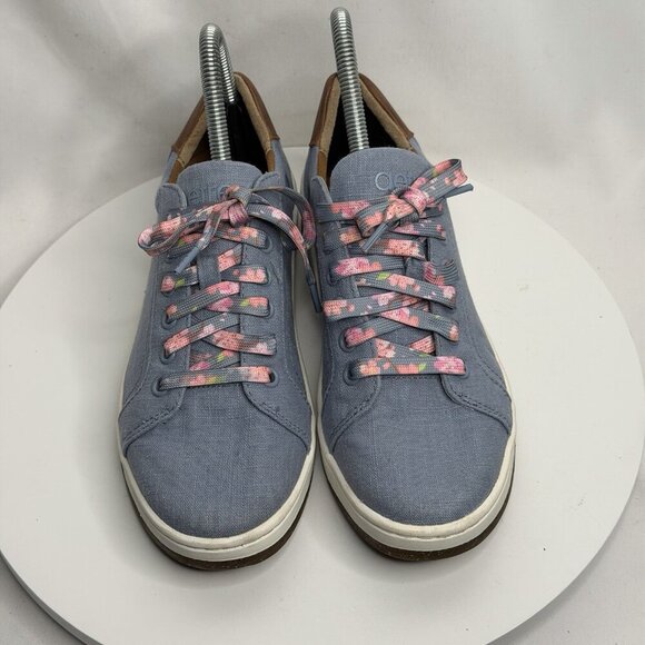 Aetrex Shoes Womens 7 Renee Arch Support Sneakers Blue Canvas Lace Up Low Top - Picture 3 of 8